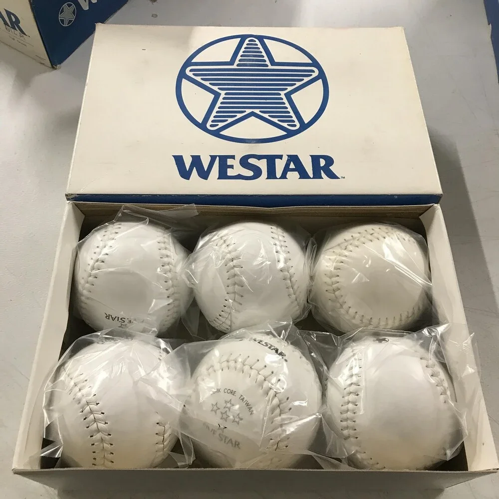 Lot of 21 Vintage Westar Softballs 12 White Leather Raised Seam Five Star ASA